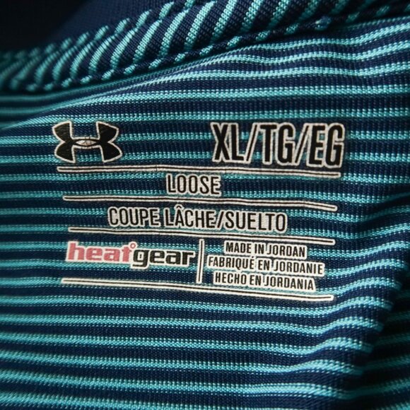 Under Armour Navy Blue Striped Stretch Performance Polo (L) NICE!! ⛳️ - Picture 8 of 8